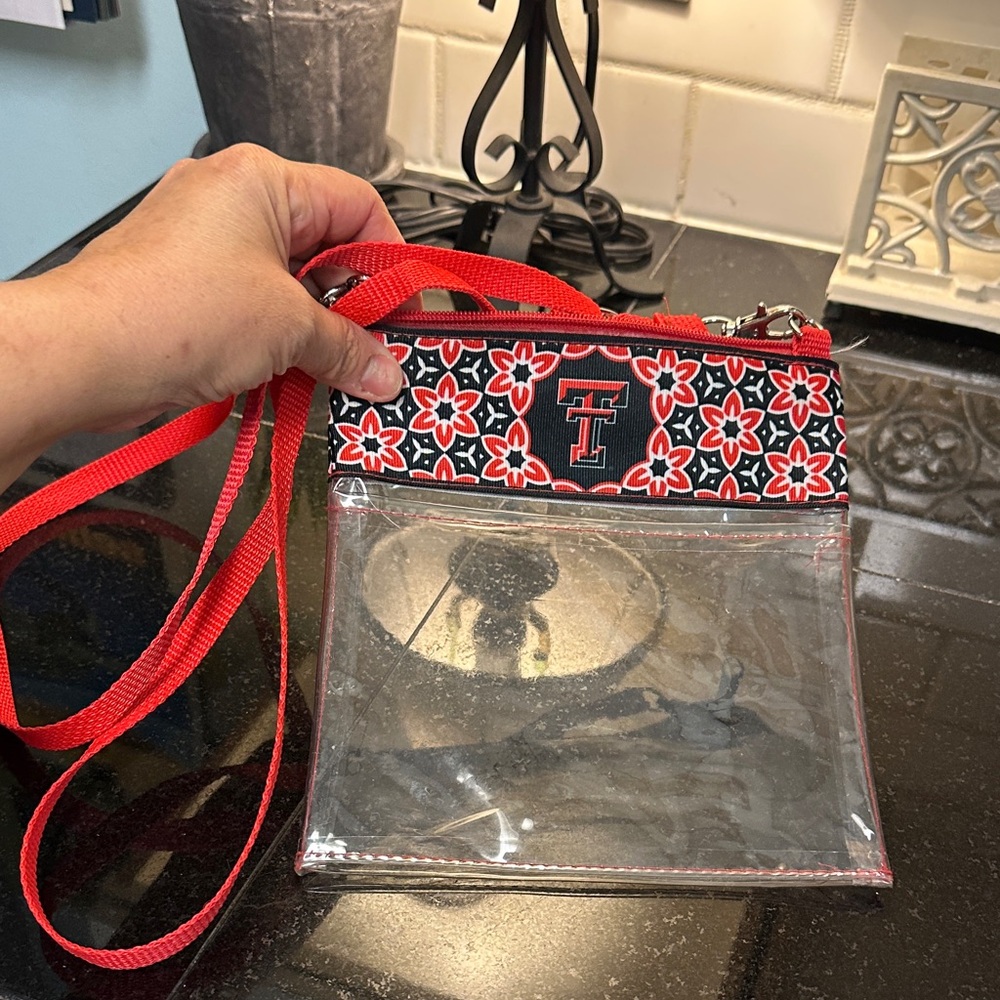 Texas Tech Clear Crossbody Bag with Red Strap